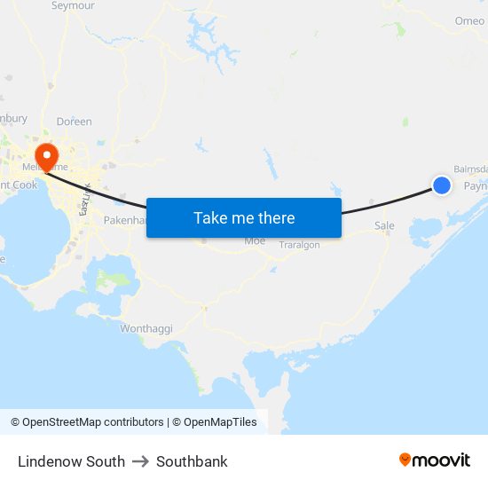 Lindenow South to Southbank map