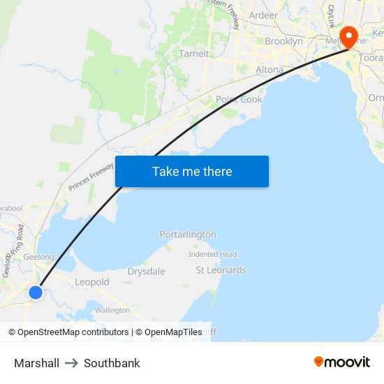 Marshall to Southbank map