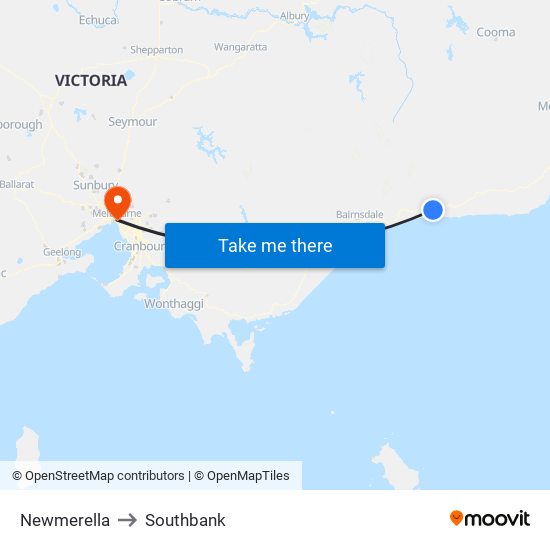 Newmerella to Southbank map