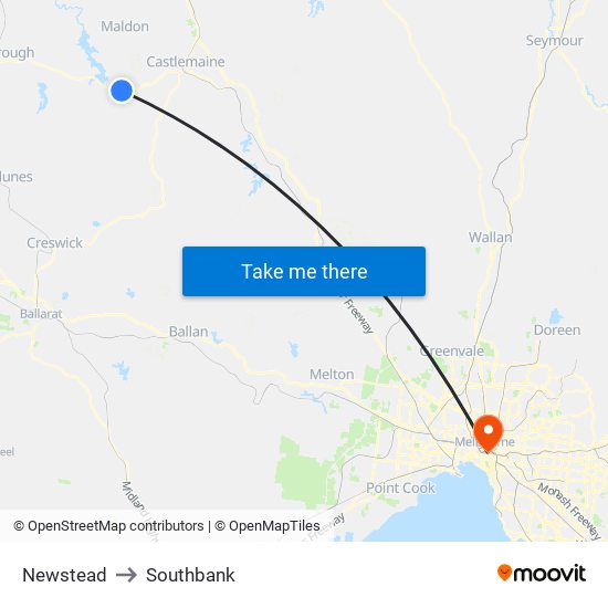 Newstead to Southbank map