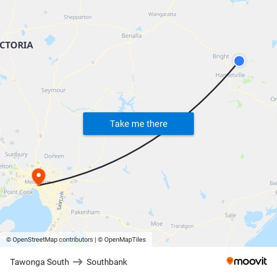 Tawonga South to Southbank map