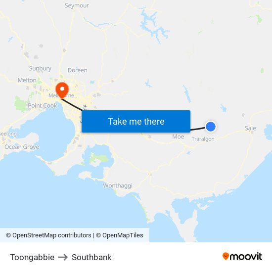 Toongabbie to Southbank map