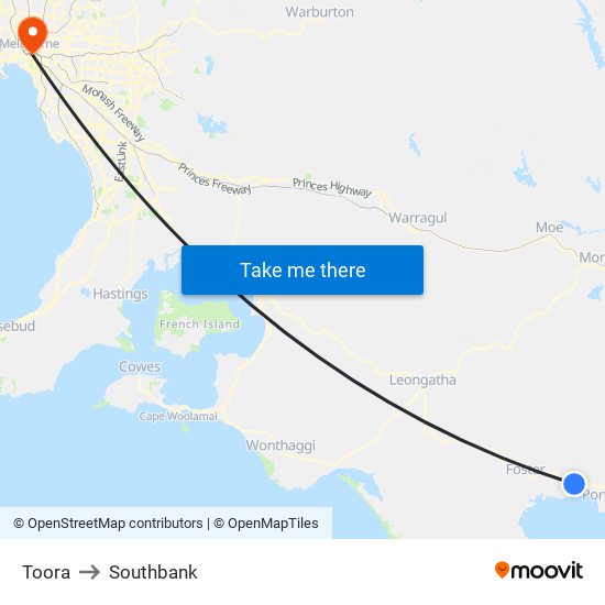 Toora to Southbank map