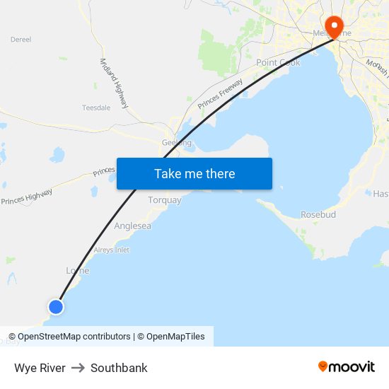 Wye River to Southbank map