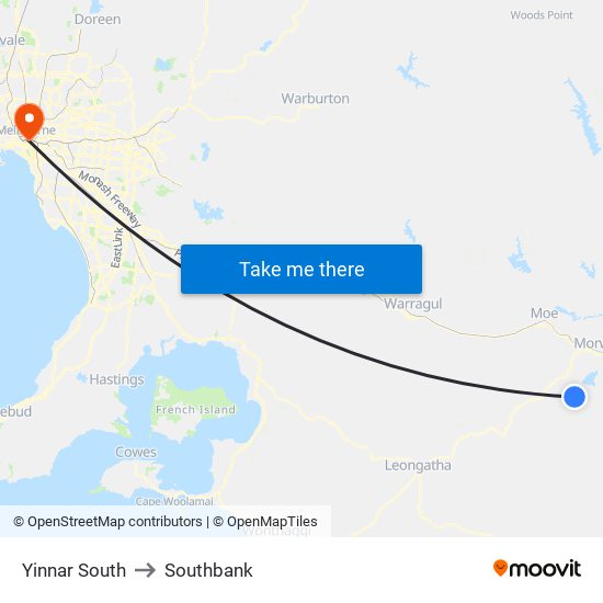 Yinnar South to Southbank map