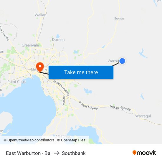 East Warburton - Bal to Southbank map