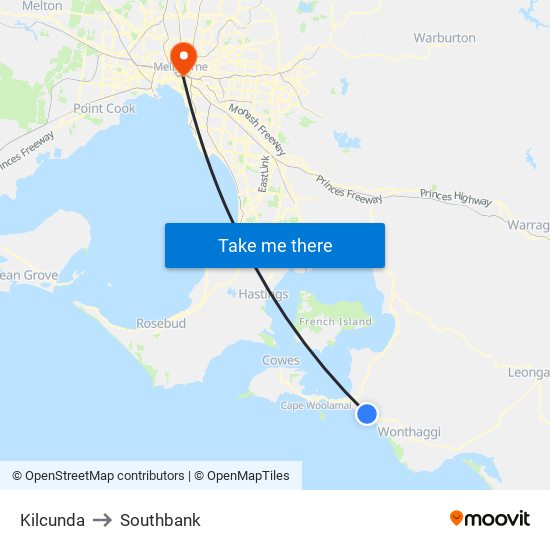 Kilcunda to Southbank map