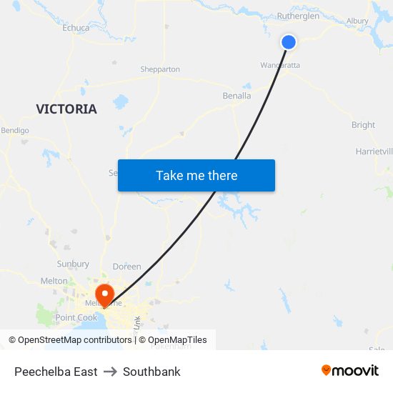 Peechelba East to Southbank map
