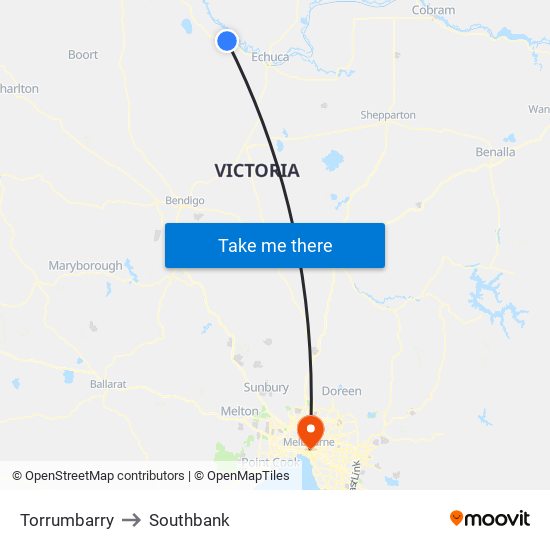 Torrumbarry to Southbank map