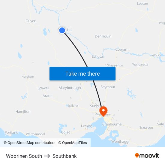 Woorinen South to Southbank map