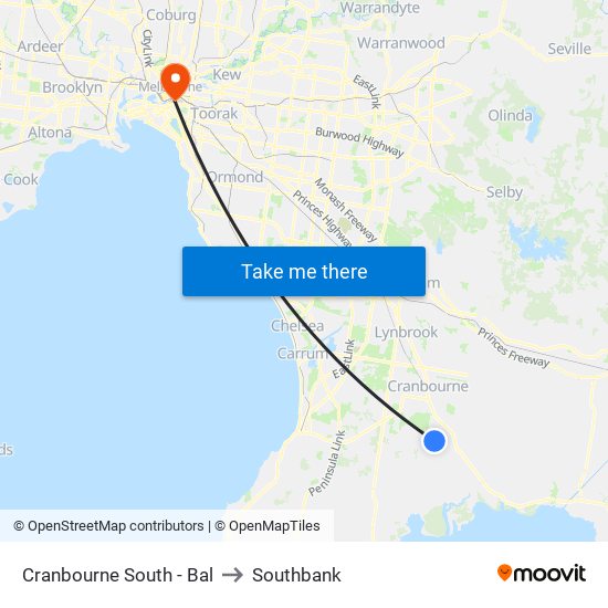 Cranbourne South - Bal to Southbank map