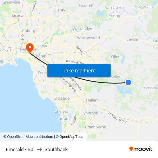Emerald - Bal to Southbank map