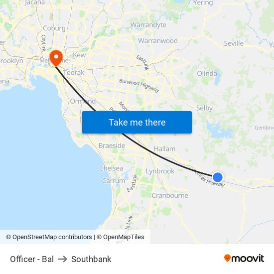 Officer - Bal to Southbank map