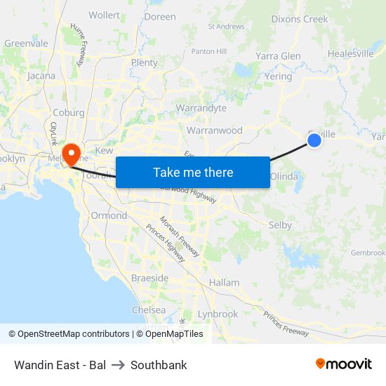 Wandin East - Bal to Southbank map