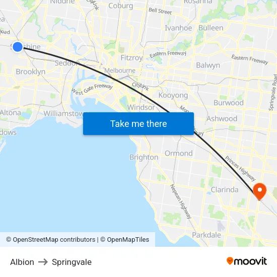 Albion to Springvale map