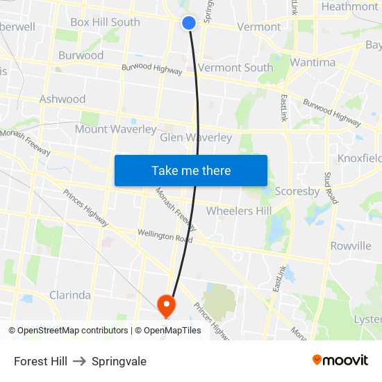 Forest Hill to Springvale map