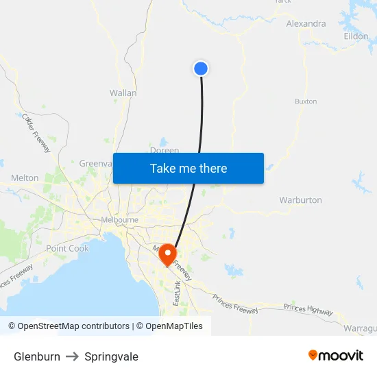 Glenburn to Springvale map