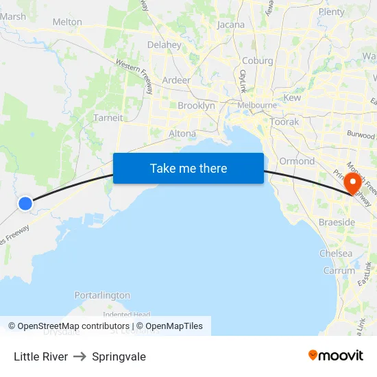Little River to Springvale map