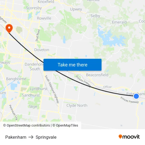Pakenham to Springvale map
