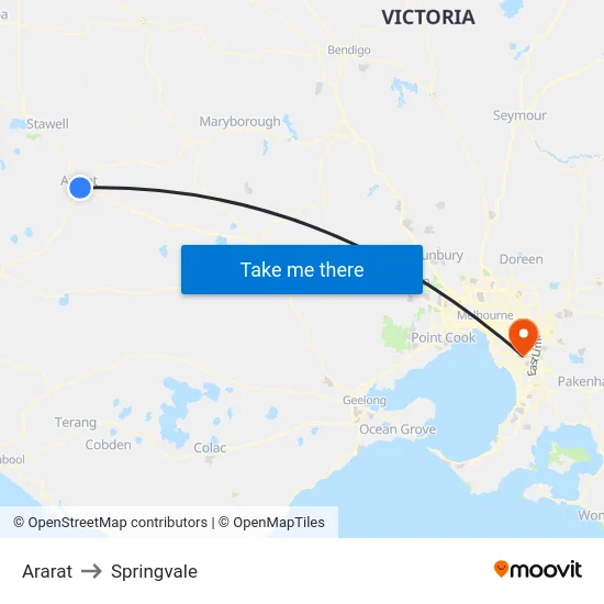 Ararat to Springvale map