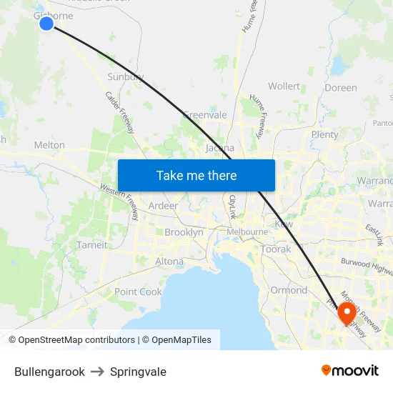 Bullengarook to Springvale map