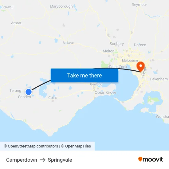 Camperdown to Springvale map