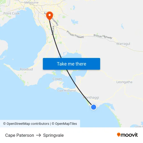 Cape Paterson to Springvale map