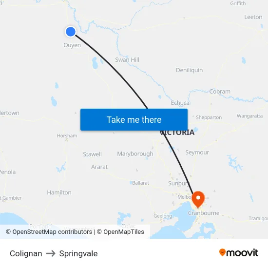 Colignan to Springvale map