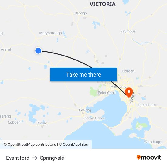 Evansford to Springvale map