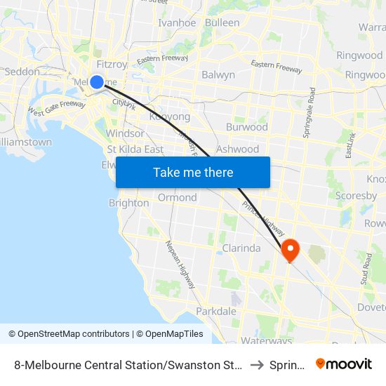 8-Melbourne Central Station/Swanston St (Melbourne City) to Springvale map