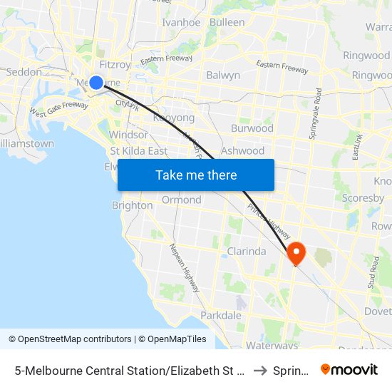 5-Melbourne Central Station/Elizabeth St (Melbourne City) to Springvale map