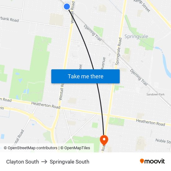 Clayton South to Springvale South map