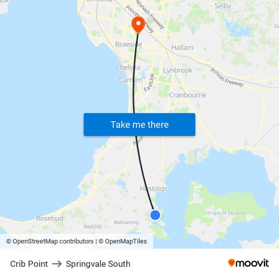 Crib Point to Springvale South map