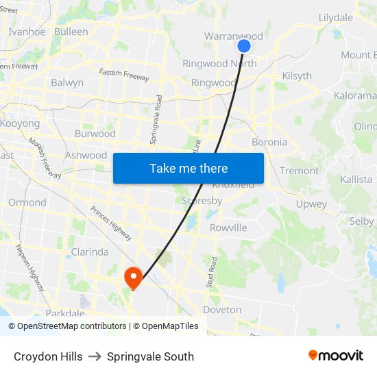 Croydon Hills to Springvale South map