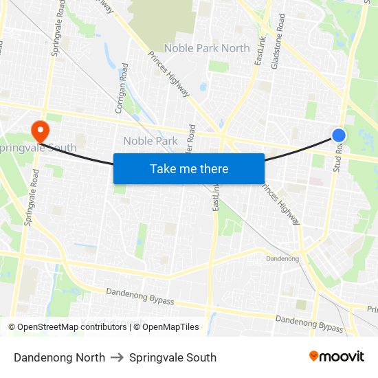 Dandenong North to Springvale South map