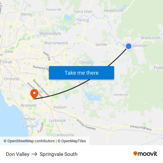 Don Valley to Springvale South map