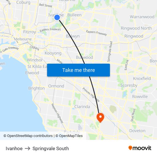 Ivanhoe to Springvale South map