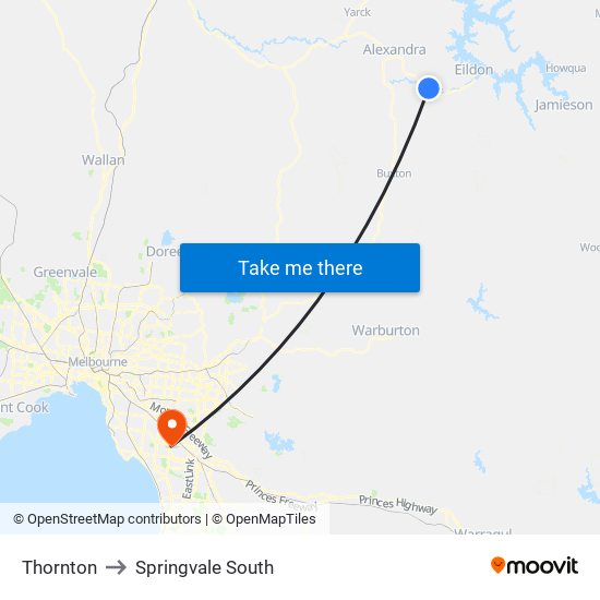 Thornton to Springvale South map