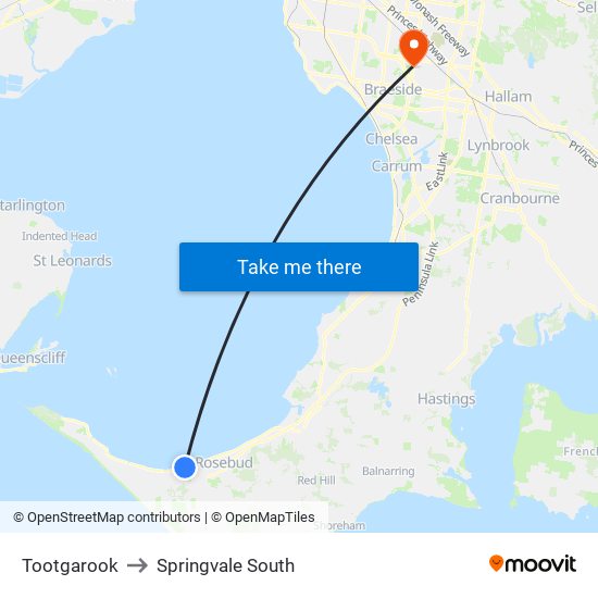 Tootgarook to Springvale South map