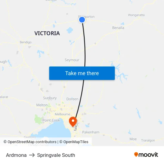 Ardmona to Springvale South map