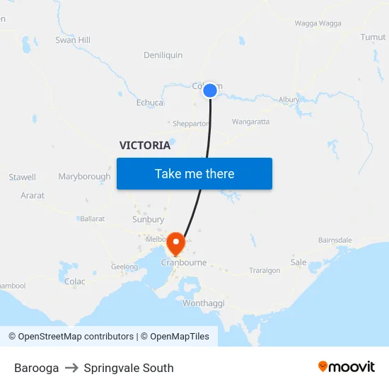 Barooga to Springvale South map