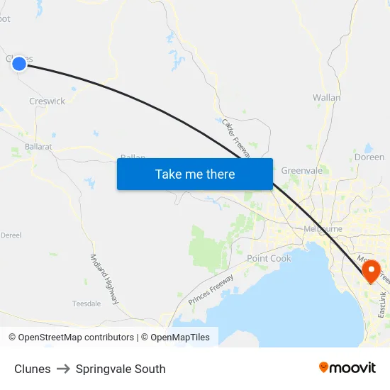 Clunes to Springvale South map