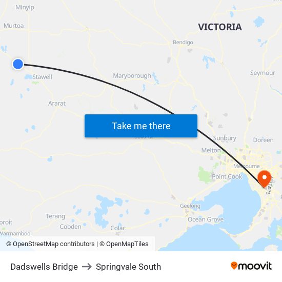 Dadswells Bridge to Springvale South map