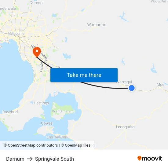 Darnum to Springvale South map