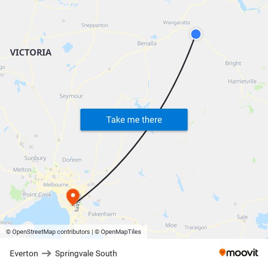 Everton to Springvale South map