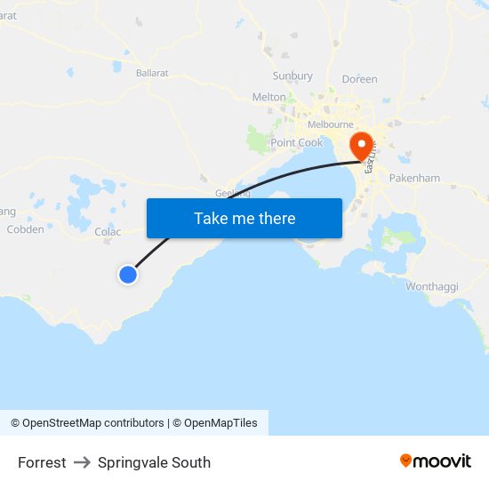 Forrest to Springvale South map