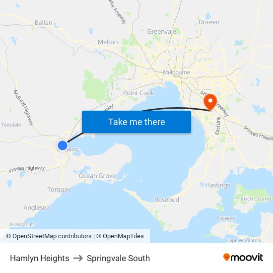 Hamlyn Heights to Springvale South map