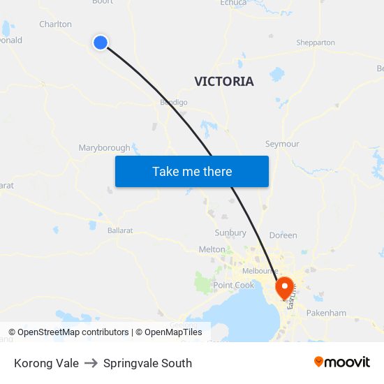 Korong Vale to Springvale South map