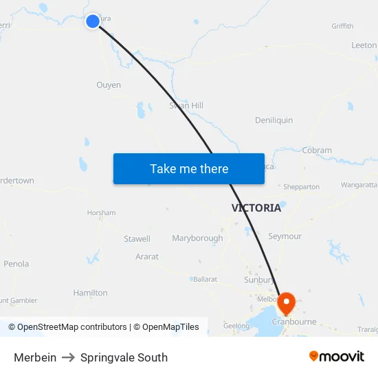 Merbein to Springvale South map