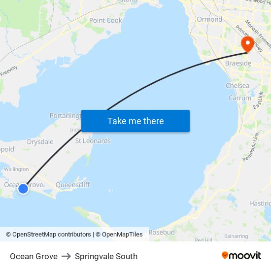 Ocean Grove to Springvale South map